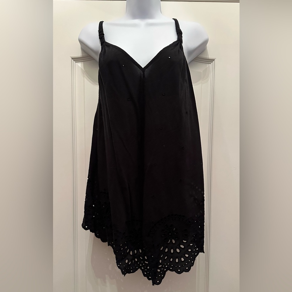 DKNY black Sleevless crotchet detail top